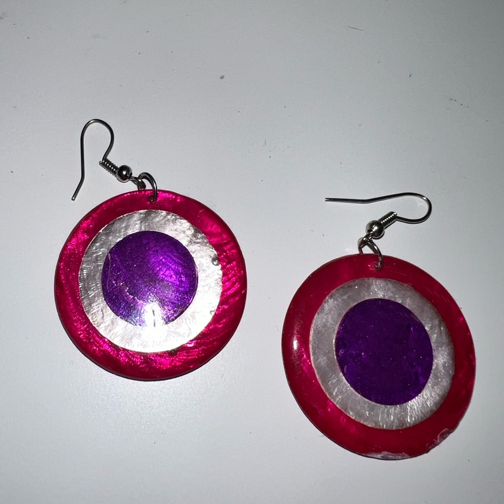 Vibrant Pink and Purple Earrings